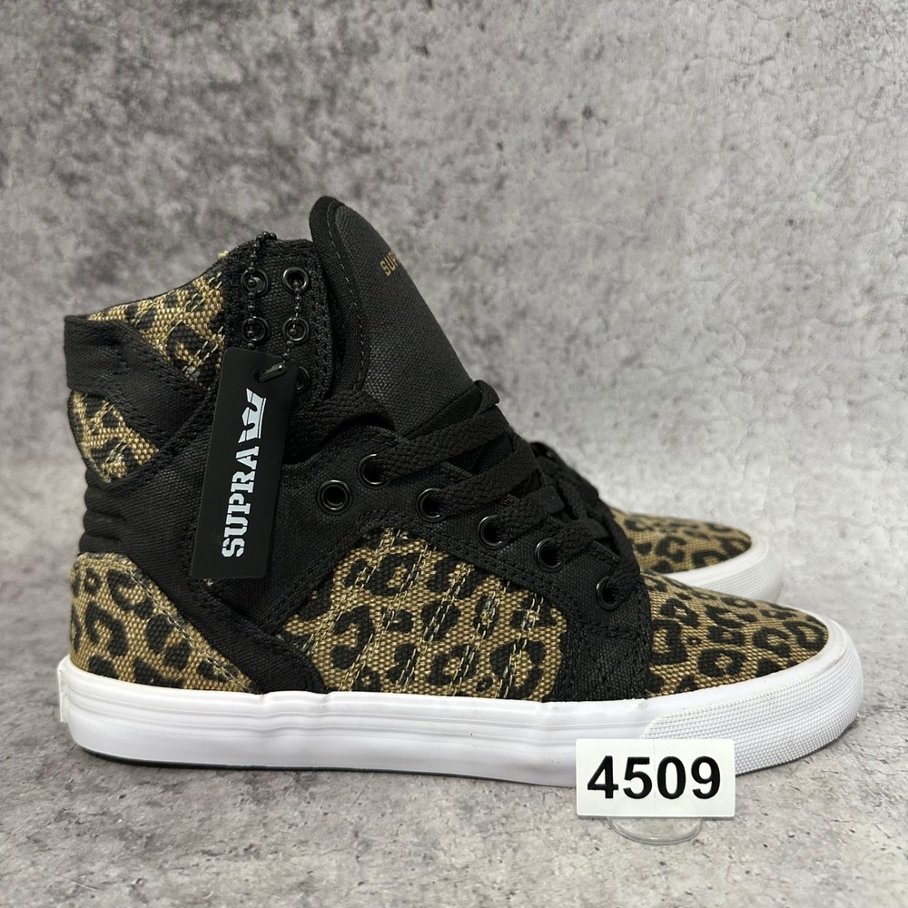 Supra Skytop Sneakers Womens 7 Brown Leopard Muska 001 High Top Shoes